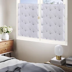 Paire de Voilages Imprimés Géométriques 60x90cm - Finition Passe-Tringle en Gris