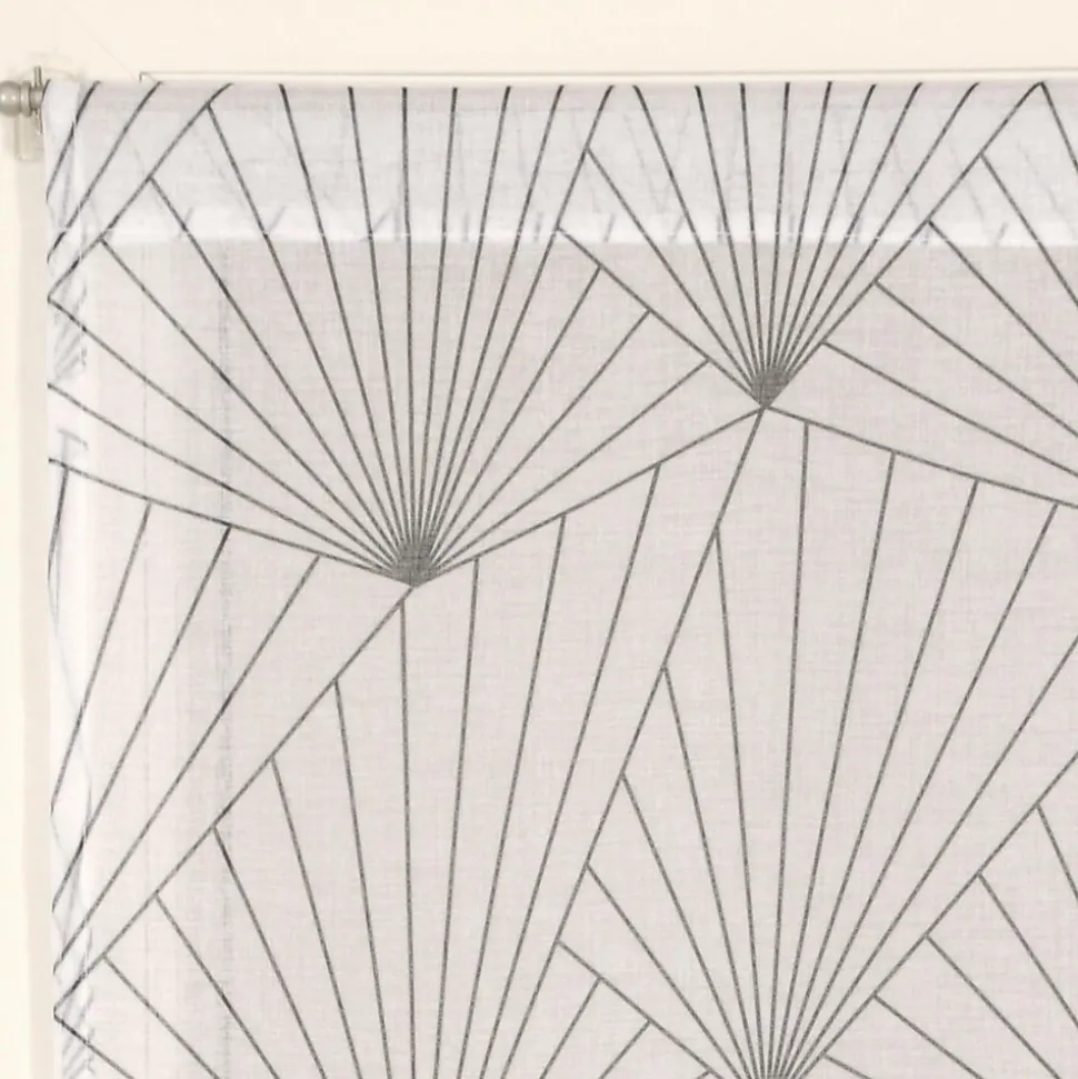 Paire de Voilages Imprimés Géométriques 60x90cm - Finition Passe-Tringle en Gris
