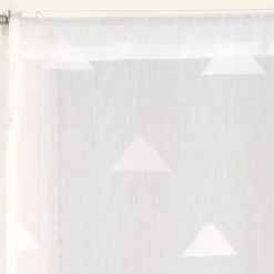 Paire de Voilages Jacquard Triangulaire 60x120cm - Blanc, Finition Passe-Tringle.