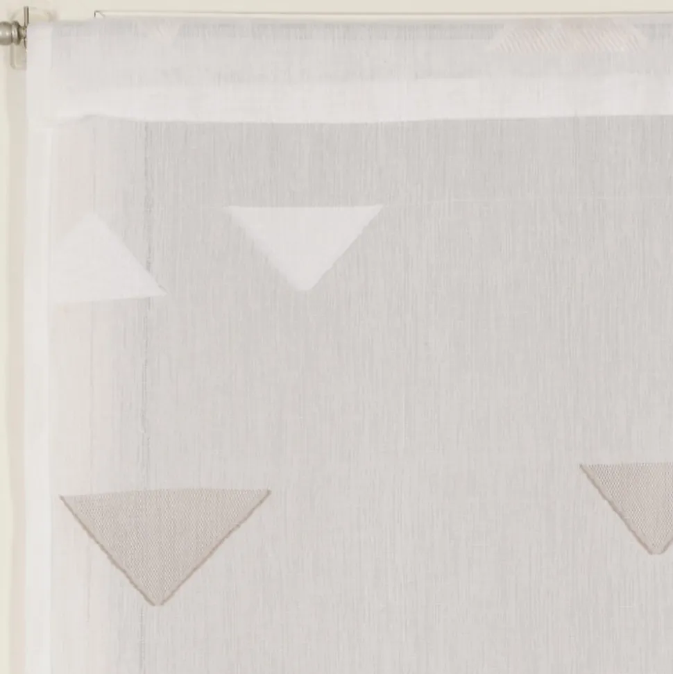 Paire de Voilages Jacquard Beige Triangulaire 60x120cm - Finition Passe-Tringle