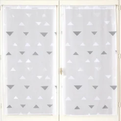 Paire de Voilages Jacquard Triangulaires 60x160cm - Finition Passe-Tringle, Gris
