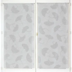 Paire de Voilages Jacquard Fleurs de Ginkgo 60x120cm - Gris