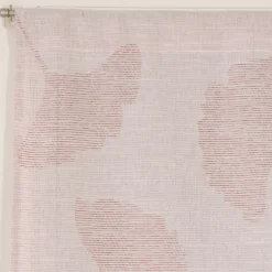 Paire de Voilages Jacquard Fleurs de Ginkgo 60x120cm Rouge.