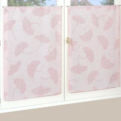 Paire de Voilages Jacquard Fleurs de Ginkgo en Rouge - 60x160cm