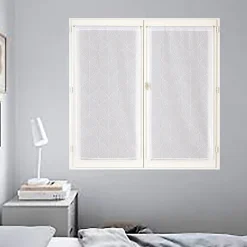 Paire de Voilages losanges blanc 60x120cm avec finition passe-tringle.