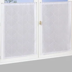 Paire de Voilages losanges blanc 60x120cm avec finition passe-tringle.