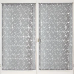 Paire de voilages métallisés 60x90cm - Finition passe-tringle, prêts à poser, gris.