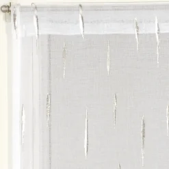 Paire de voilages métallisés blancs 60x90cm avec finition passe-tringle - Prêts à poser