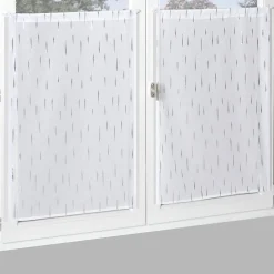 Paire de voilages métallisés 60x160cm en blanc avec finition passe-tringle