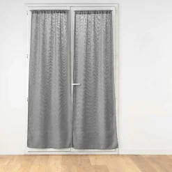 Paire de voilages passe-tringle 2 x 70 x 240 cm Effet lin tissé HALTONA Gris