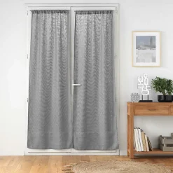 Paire de voilages passe-tringle 2 x 70 x 240 cm Effet lin tissé HALTONA Gris