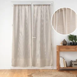 Paire de voilages passe-tringle 2 x 70 x 240 cm Effet lin tissé HALTONA Noisette