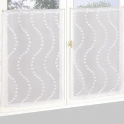 Paire de voilages petits-nœuds blancs 60x160cm avec finition passe-tringle