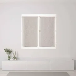 Paire de Voilages Reliefés à Motif Palmes en Gris - Finition Passe-Tringle 60x90cm