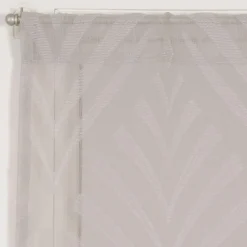 Paire de Voilages Reliefés à Motif Palmes en Gris - Finition Passe-Tringle 60x90cm