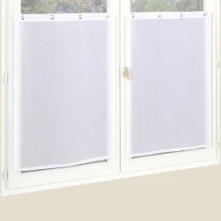Paire de Voilages Étain Unis 60x90cm en Blanc avec Œillets Métalliques.