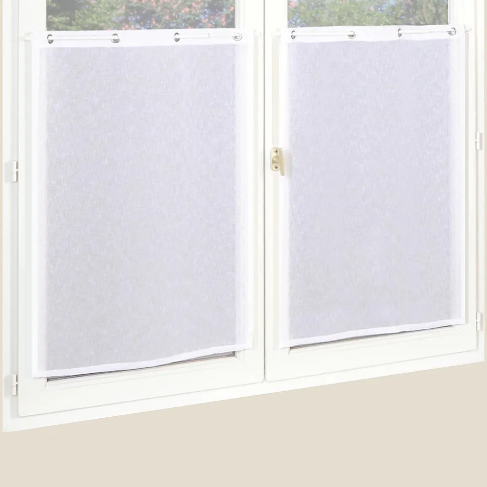 Paire de Voilages Étain Unis 60x90cm en Blanc avec Œillets Métalliques.