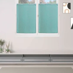 Paire de Voilages Étamine Unie avec Œillets Métal - 60x90cm - Bleu Ardoise.