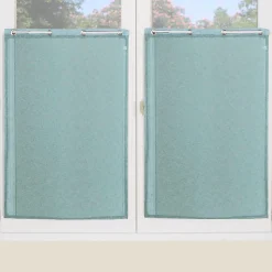 Paire de Voilages Étamine Unie avec Œillets Métal - 60x90cm - Bleu Ardoise.
