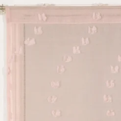 Paire de Voilages Vieux-Rose avec Petits Nœuds - Finition Passe-Tringle 60x90cm