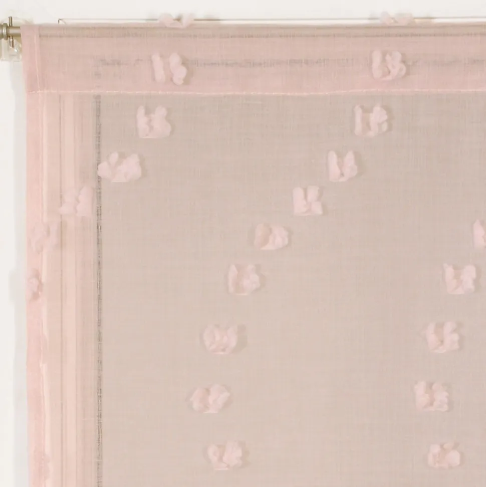 Paire de Voilages Vieux-Rose avec Petits Nœuds - Finition Passe-Tringle 60x90cm