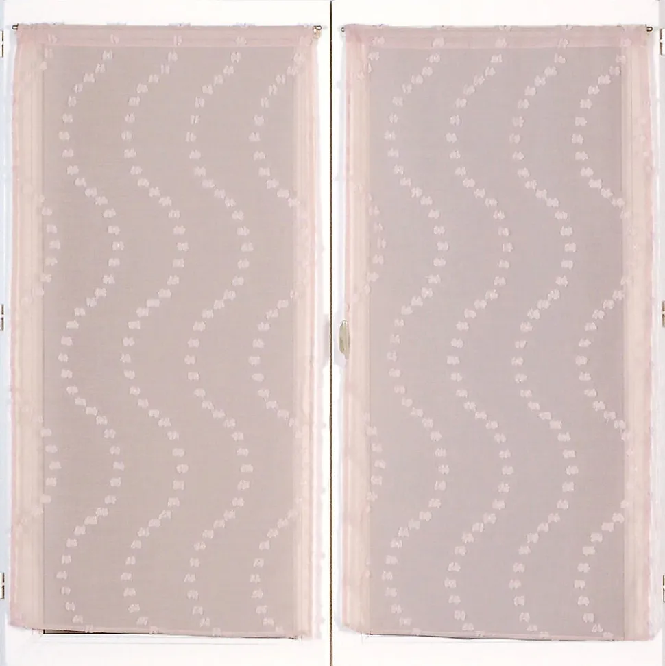 Paire de Voilages Vieux-Rose avec Petits Nœuds - Finition Passe-Tringle 60x90cm