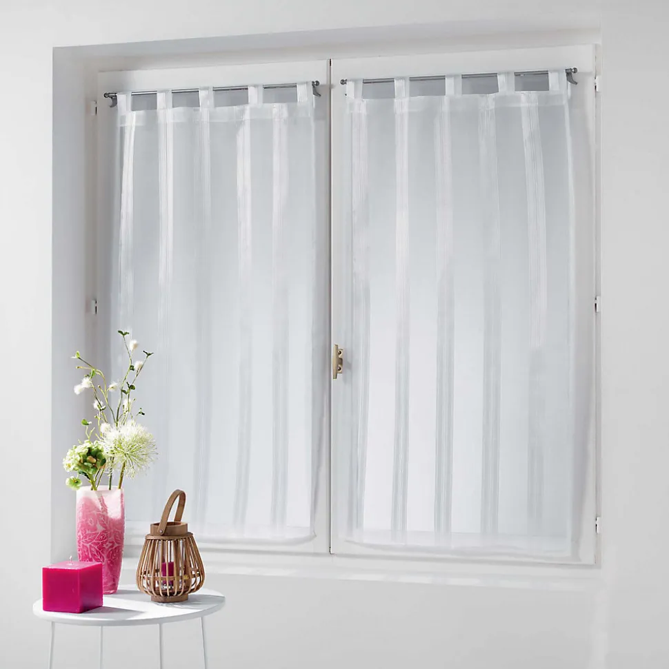 Paire de voile rayures 60 x 160 cm Bandas Jacquard blanc