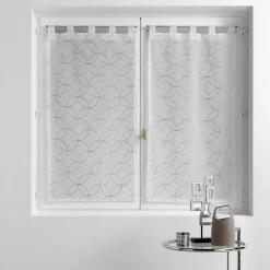 Paire droite passants 2 x 60 x 160 cm voile sablé brodé Olympia Gris