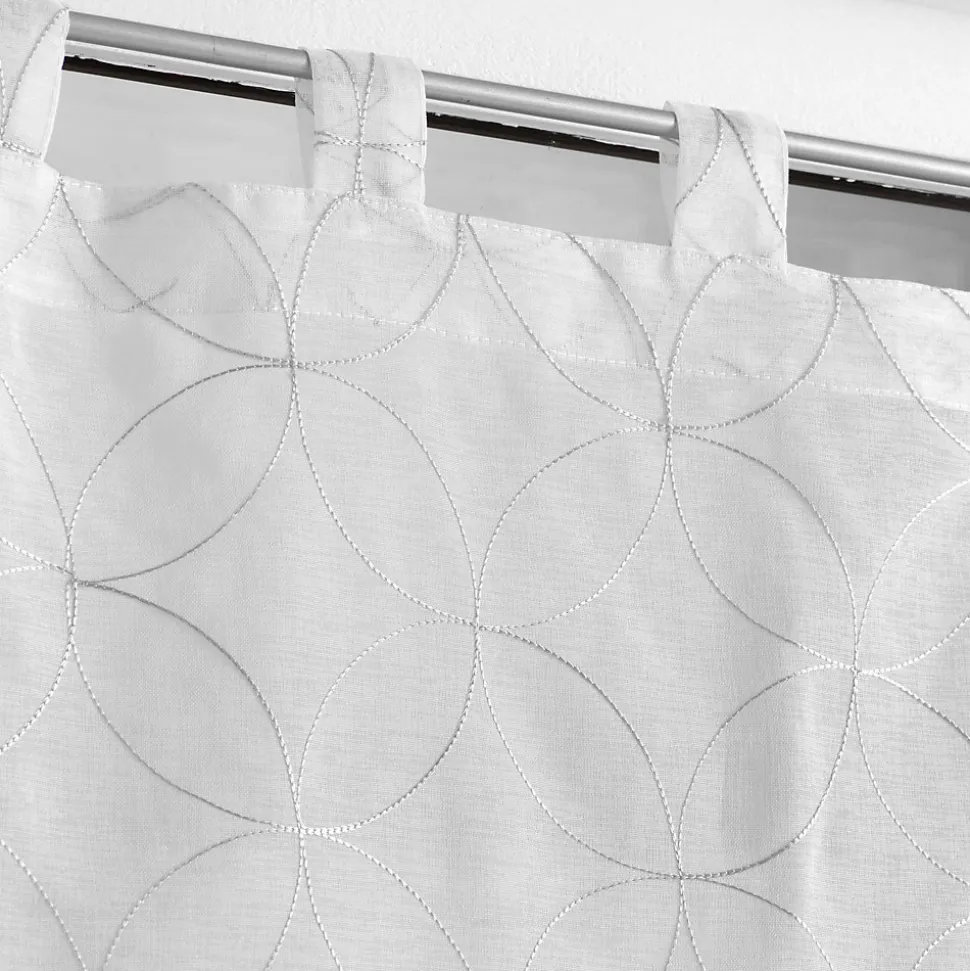 Paire droite passants 2 x 60 x 160 cm voile sablé brodé Olympia Gris