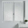 Paire droite passants 2 x 60 x 120 cm voile sable brode petite fleur Blanc/Blanc