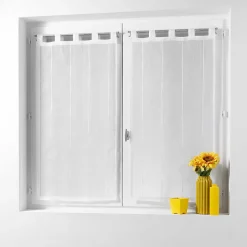 Paire droite passants 2 x 60 x 120 cm voile sable fils chenille linahe Blanc