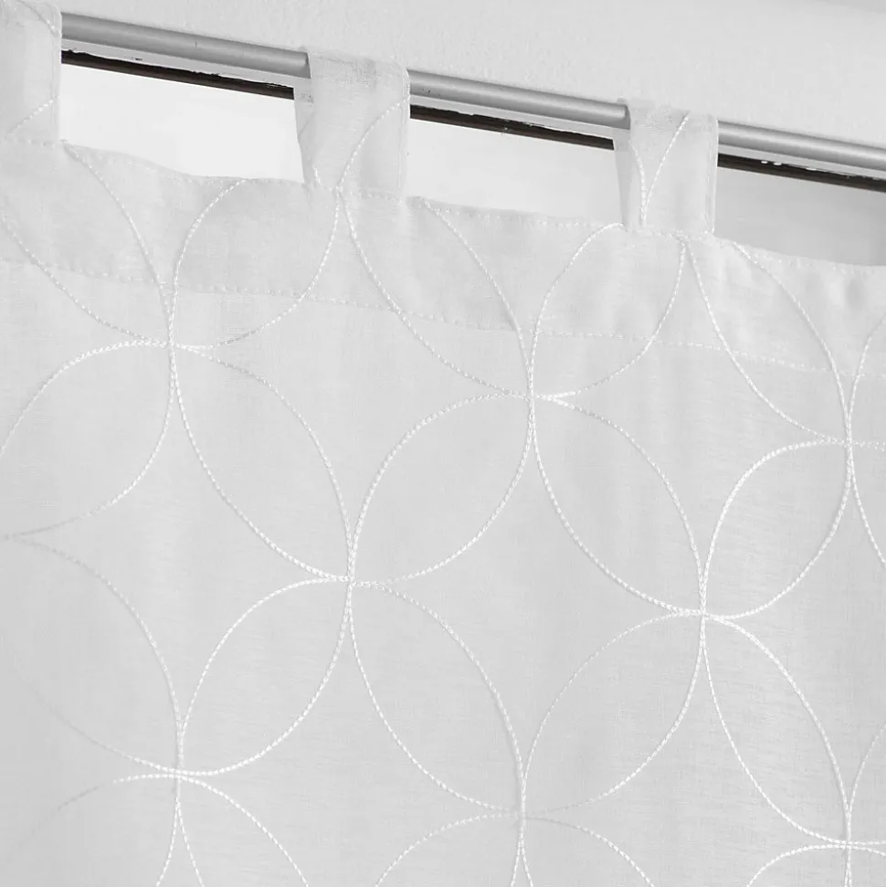 Paire droite passants 2 x 60 x 120 cm voile sablé brodé Olympia Blanc