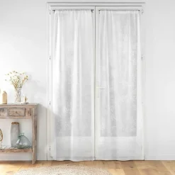 Paire droite passe tringle 2 x 70 x 240 cm voile tisse applique karla Blanc