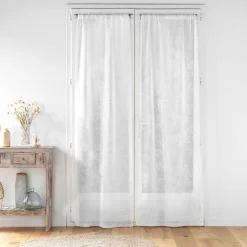 Paire droite passe tringle 2 x 70 x 240 cm voile tisse applique karla Blanc