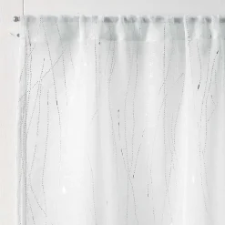 Paire droite passe tringle 2 x 70 x 200 cm voile sable applique filiane Blanc