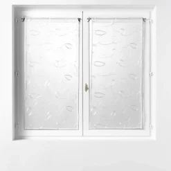 Paire droite passe tringle 2 x 60 x 90 cm voile sable brode hoops Blanc