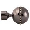 Paire embouts de tringle "Sphère strassée" (Diam. 20 mm - Gris souris)