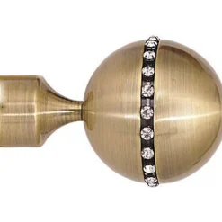 Paire embouts de tringle "Sphère strassée" (Diam. 20 mm - Doré)