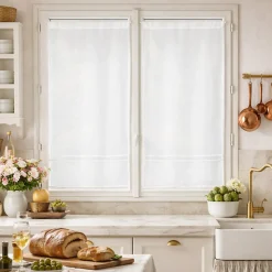 Paire voilages blanc frise dentelle élégante (60x160 cm - Blanc)