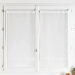 Paire voilages blanc frise dentelle élégante (60x160 cm - Blanc)