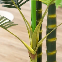 Palmier areca artificiel H.190 cm plante artificielle tropicale 30 grandes feuilles grand réalisme pot inclus vert