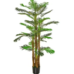 Palmier artificiel H.1,85 m arbre artificiel tronc branches lichen feuilles grand réalisme pot inclus