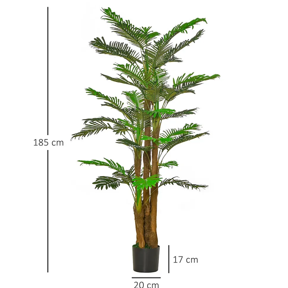 Palmier artificiel H.1,85 m arbre artificiel tronc branches lichen feuilles grand réalisme pot inclus