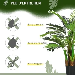 Palmier artificiel H.1 m arbre artificiel tronc branches lichen feuilles grand réalisme pot inclus