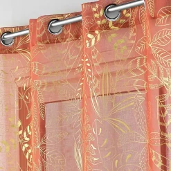 Panneau a oeillets 140 x 280 cm voile sable imp. metallise belflor Terracotta/or