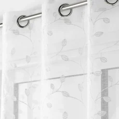 Panneau a oeillets 140 x 240 cm voile sable brode metallise edna Blanc