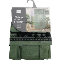 Panneau a passants 140 x 240 cm voile sable+top imprime+pompon milagreen Vert