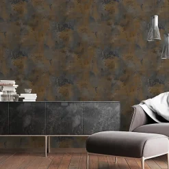 Papier peint à motif vinyle intissé GoodHome Fuch effet béton bleu marine