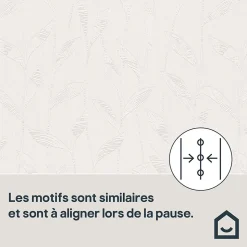 Papier peint à peindre vinyle intissé texturé feuillage blanc L. 2500 x l. 106 cm GoodHome Beeston