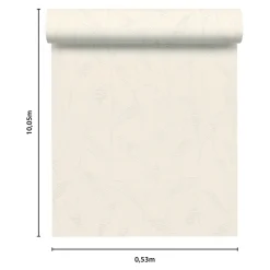 Papier peint à peindre vinyle intissé texturé feuillage blanc L. 2500 x l. 106 cm GoodHome Beeston